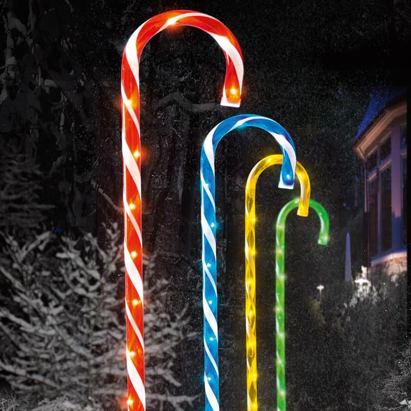 Candy Cane Outdoor Lights 4Pc Multi Colour
