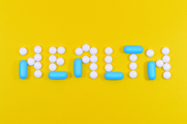 White And Blue Health Pill And Tablet Letter Cutout On 806427